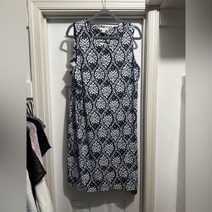 Charter Club Blue and White Sleeveless Sheath Dress